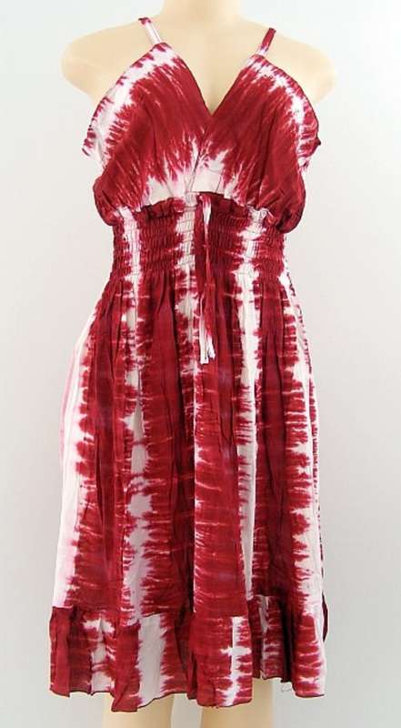 CHIC WINE RED TIE DYE DRESS - SIZE: XL