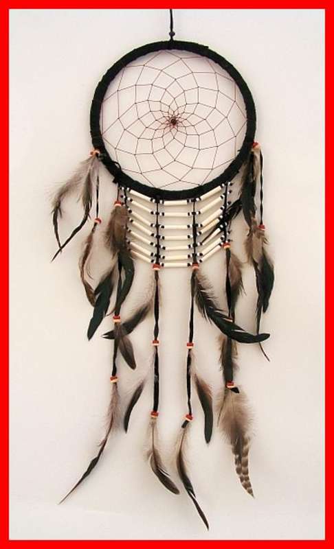 BLACK LEATHER BEADED DREAMCATCHER