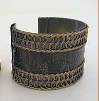 BRONZE AND LEATHER CUFF BRACELET