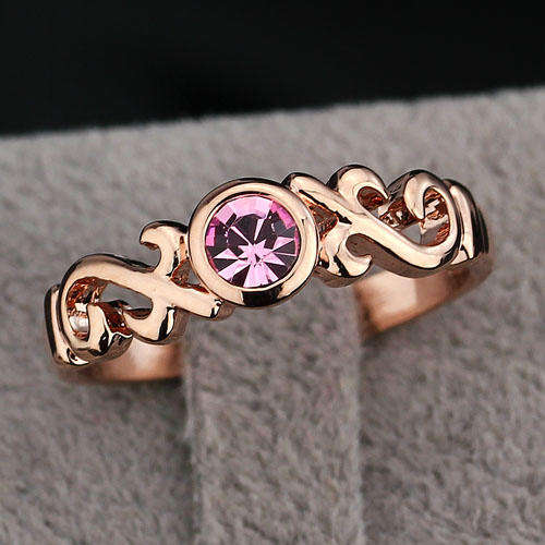 SWAROVSKI CRYSTAL ROSE GOLD EP RING - SIZE: 8