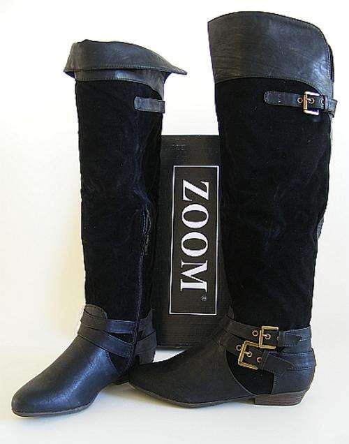 BLACK ROSABELLE KNEE BOOTS FROM ZOOM - SIZE: 8