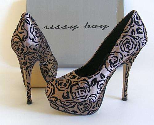 STUNNING BRONZE / BLACK PLATFORM SHOES FROM SISSY BOY - SIZE: 6