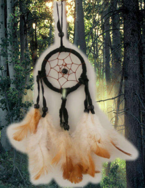 SMALL BLACK LEATHER DREAM CATCHER