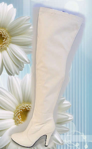 SIZE: 5 - SHOWSTOPPER THIGH HIGH WHITE BOOTS
