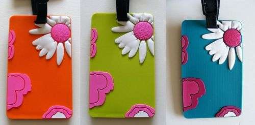 SET OF 3 FUNKY FLOWER RUBBER LUGGAGE TAGS