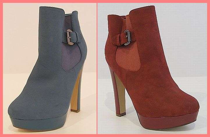 *R1* - GORGEOUS MICRO SUEDE PLATFORM BOOTIES - SIZE: 7 - CHOICE OF RED OR BLUE