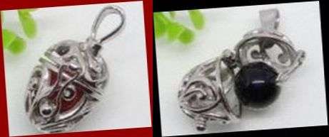 PRETTY SS MYSTIC HARMONY CHIME BALL PENDANT - CHOOSE BLACK OR RED