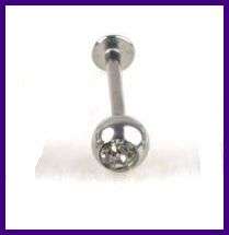 LIP / LABRET STAINLESS STEEL CRYSTAL BAR
