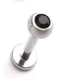 LIP / LABRET STAINLESS STEEL CRYSTAL BAR