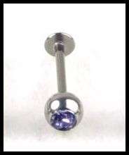 LIP / LABRET STAINLESS STEEL CRYSTAL BAR