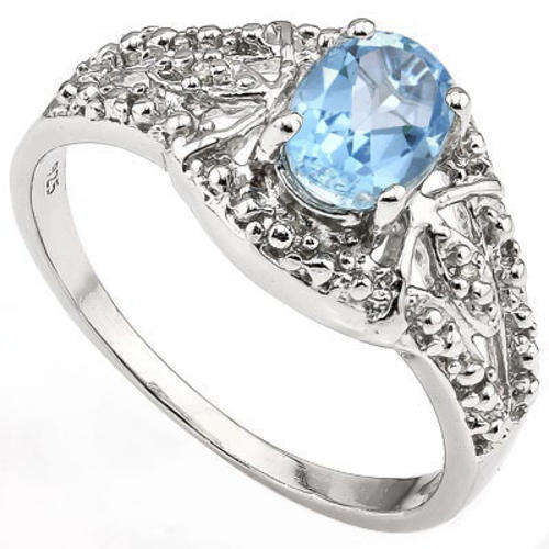 *Overnight Courier* - GORGEOUS 1.00 CARAT GENUINE TOPAZ AND DIAMOND RING - SIZE: 7 / O