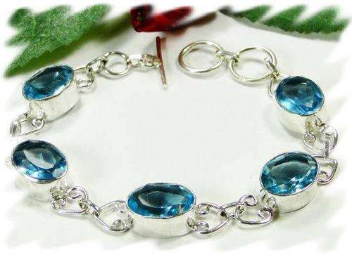 BLUE TOPAZ 925 STERLING SILVER OVERLAY BRACELET