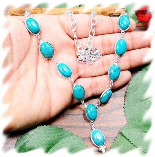 STUNNING NATURAL TURQUOISE 925 SILVER NECKLACE