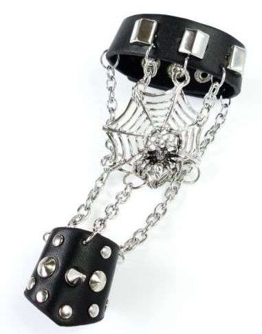 GENUINE LEATHER STUDDED SPIDER SLAVE BRACELET