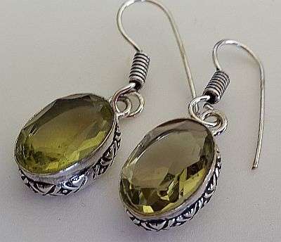 SPARKLING SILVER LEMON TOPAZ GEMSTONE EARRINGS