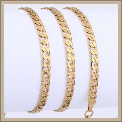 STYLISH QUALITY MENS GOLD EP NECK CHAIN  - 4mm wide - 530mm long