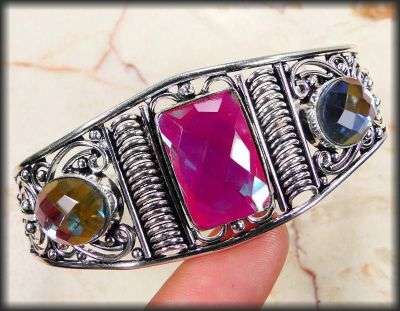 *PLUS SIZE* - BLACK MYSTIC 925 SILVER EP BRACELET