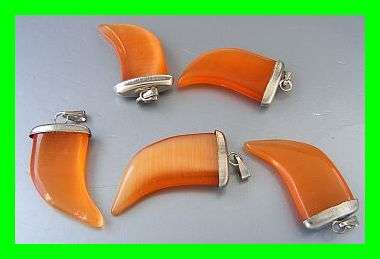 *Wholesale Lot* - 5 x ORANGE CATS EYE PENDANT / CHARM