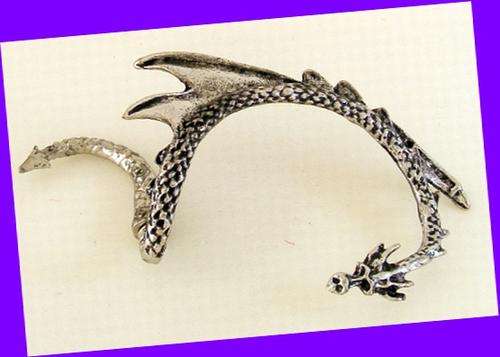 SILVER DRAGON PIERCED EAR WRAP / CUFF