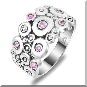 *Free Shipping* - 925 STERLING SILVER EP PINK CRYSTAL RING - SIZE: 9