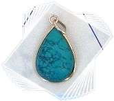 SOLID 925 STERLING SILVER NATURAL TURQUOISE PENDANT
