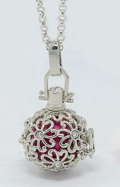 ANGEL CALLER CHIME BALL PENDANT AND CHAIN - PINK
