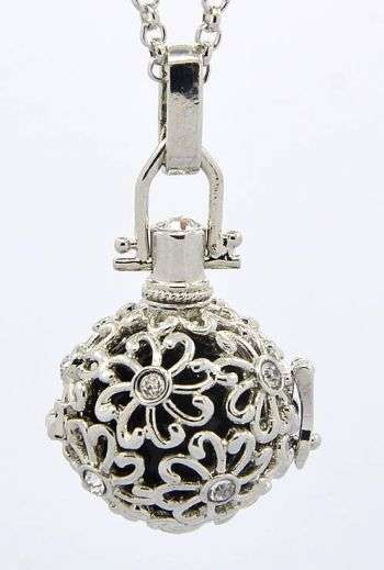 ANGEL CALLER CHIME BALL PENDANT AND CHAIN - BLACK