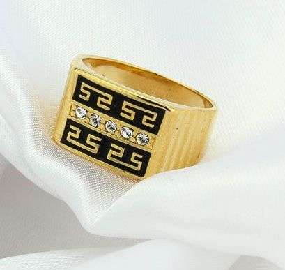 MENS 18KGP CZ RING - SIZE: 10