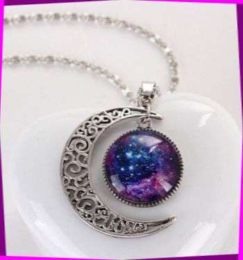 STARRY SKY MOON PENDANT AND CHAIN