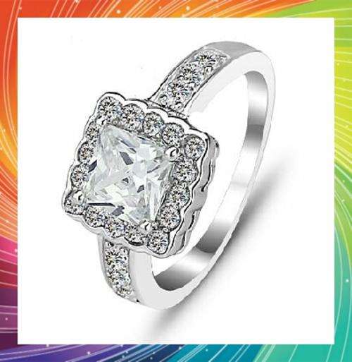 GORGEOUS DIAMOND ACCENT SOLID 925 STERLING SILVER RING - SIZE :  8