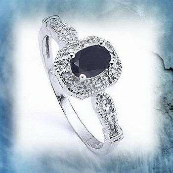 LOVELY 0.66 CARAT GENUINE SAPPHIRE AND DIAMOND RING - SIZE: 8