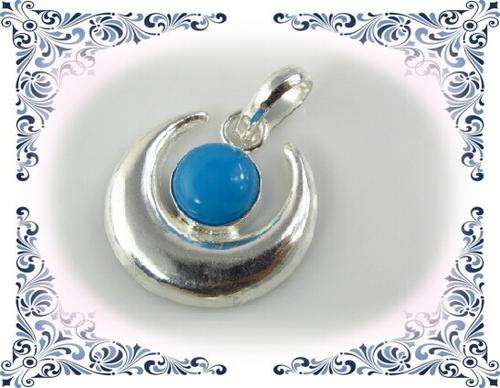 BEAUTIFUL SUMMER BEACH BLUE CHALCEDONY 925 SILVER PENDANT