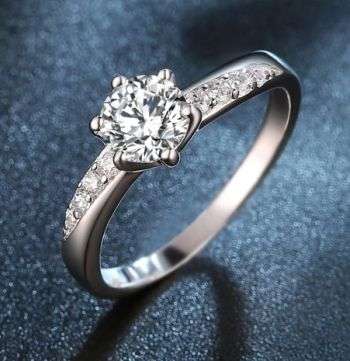 *ROMANTIC* Silver Cr. Diamond Engagement Ring - SIZE: 8