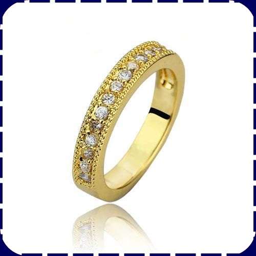 RADIANT 18k Gold Plated White CZ Wedding / Eternity Ring - SIZE: 7.5