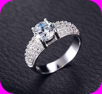 *SPECTACULAR* 0.125CT AAA Zircon 925 Sterling Silver Filled Ring - SIZE  9