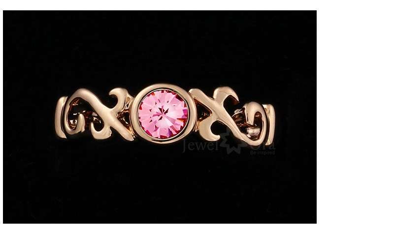 PINK SWAROVSKI CRYSTAL 18K ROSE GOLD EP RING - SIZE: 5.5