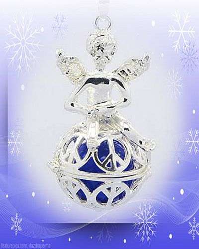 *Free Shipping* - ANGEL CALLER CHIME BALL PENDANT AND CHAIN - NAVY BLUE