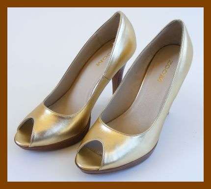 SIZE: 7 - GORGEOUS GOLD LEATHER PLATFORM SHOES BY ZOOM