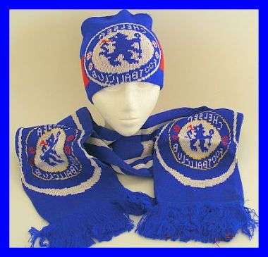 BLUE KNITTED CHELSEA BEANIE AND SCARF