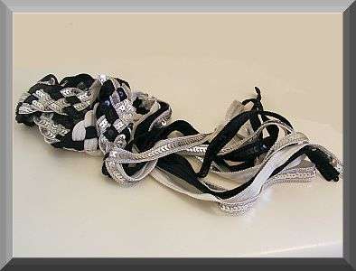 GORGEOUS BLACK AND WHITE SEQUIN TIE BELT