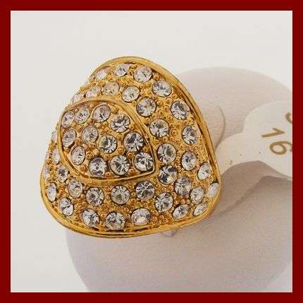 GOLD ELECTRO PLATED & DIAMANTE FASHION RING