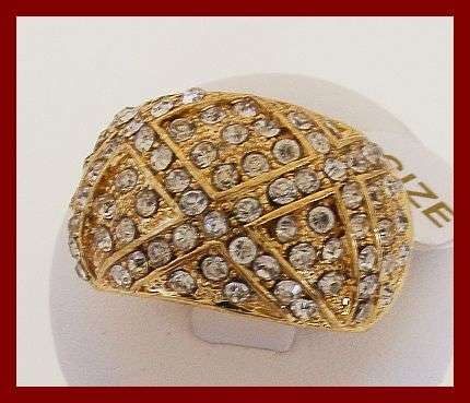 GOLD ELECTRO PLATED & DIAMANTE FASHION RING