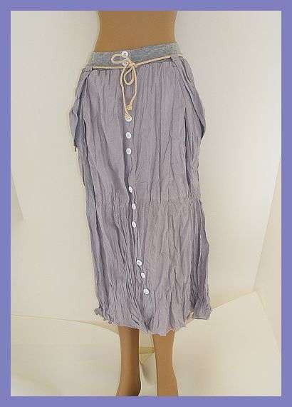 GREY CRINKLE SKIRT WITH POCKETS - MEDIUM