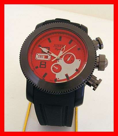 MENS JUSTIN WATCH WITH BLACK SILICONE STRAP