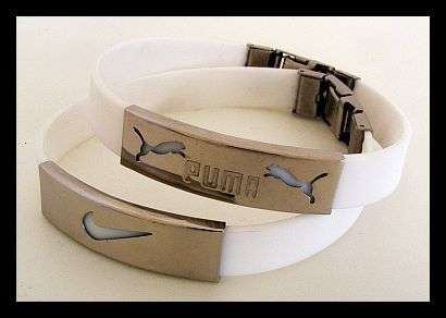 *FREE SHIPPING* - 2 X STAINLESS STEEL & WHITE SILICONE BRACELETS