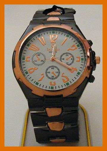 *R1* - BLACK METAL AND COPPER INITIAL WATCH IN GIFT BOX