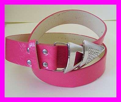STUNNING SILVER AND DIAMANTE BUCKLE WITH PINK BELT - 110CM