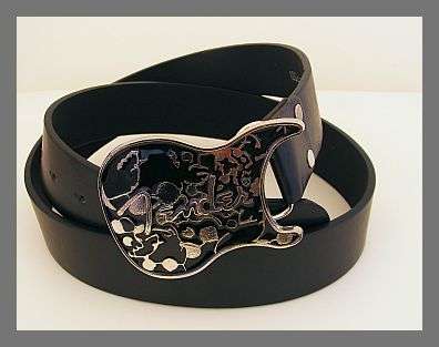 AWESOME BLACK BELT WITH HALF GUITAR BUCKLE - 115CM