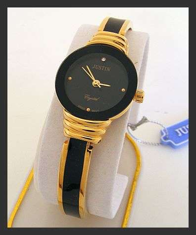 STUNNING GOLD AND BLACK JUSTIN BANGLE WATCH