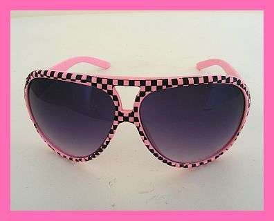 GORGEOUS BLACK AND PINK CHECK SUNGLASSES